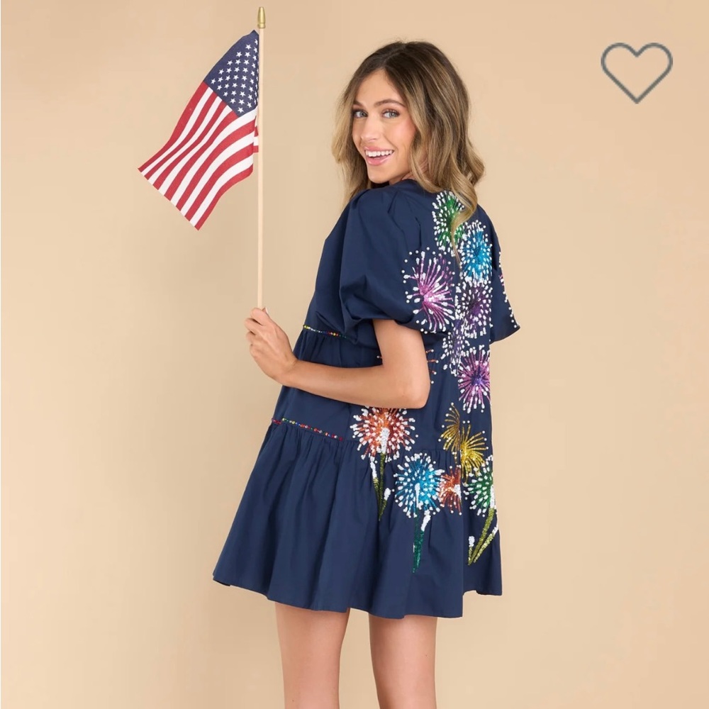 Queen os Sparkles - Firework Back Navy Dress